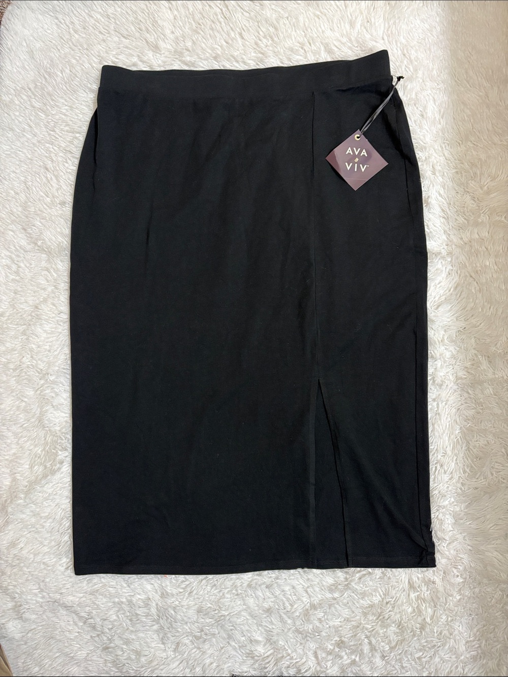 NWT Ava & Viv Black Front Slit Pencil Skirt Size XXL